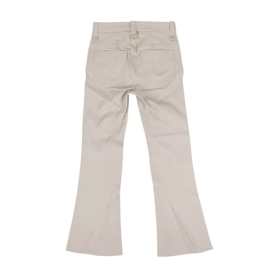 Leather Lace-Up Front Cropped Pants - Ice Gray