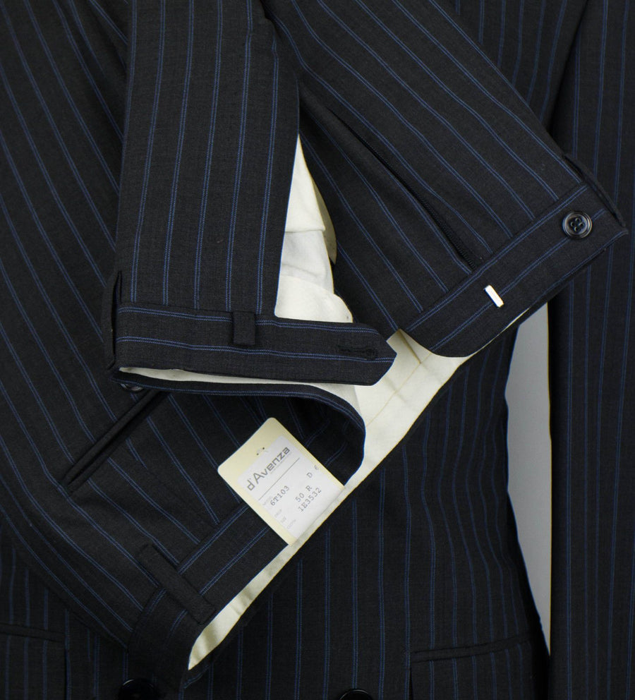 Drop 6 Striped Wool Double Breasted Suit - Gray