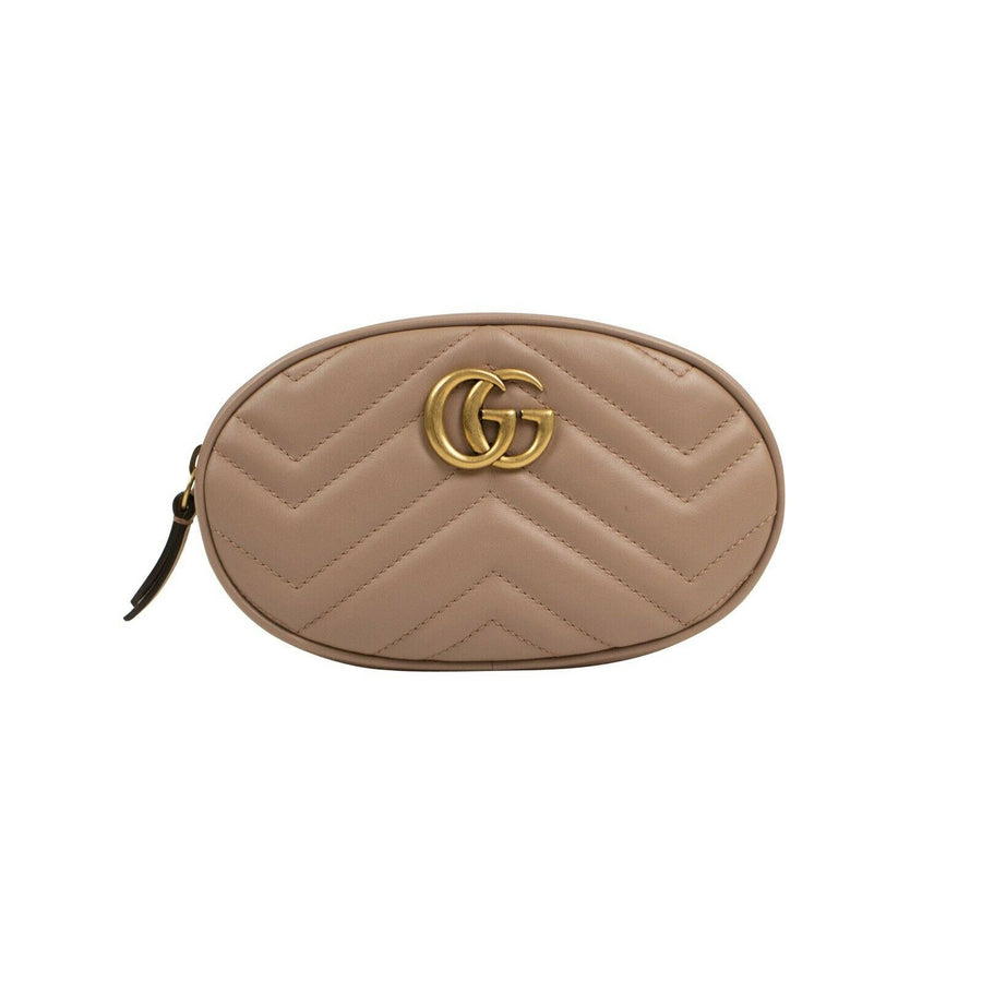 Leather GG Marmont Matelassé Leather Belt Bag - Beige