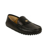 Men's Leather Metal Logo Loafers Shoes - Black