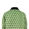 Printed Stripes Leather Collar Wool Coat - Green