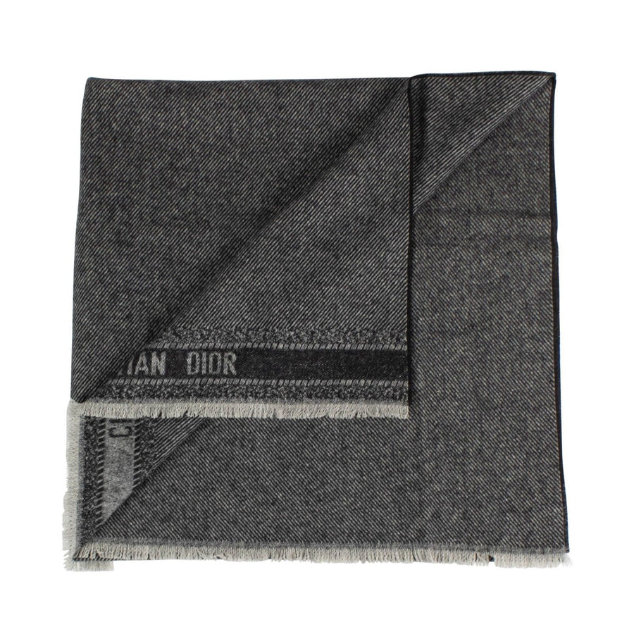 Dior Chevrons Wool Blend Scarf - Gray / Black