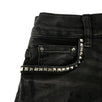 Denim Skinny Studded Art Patch Jeans Pants - Black