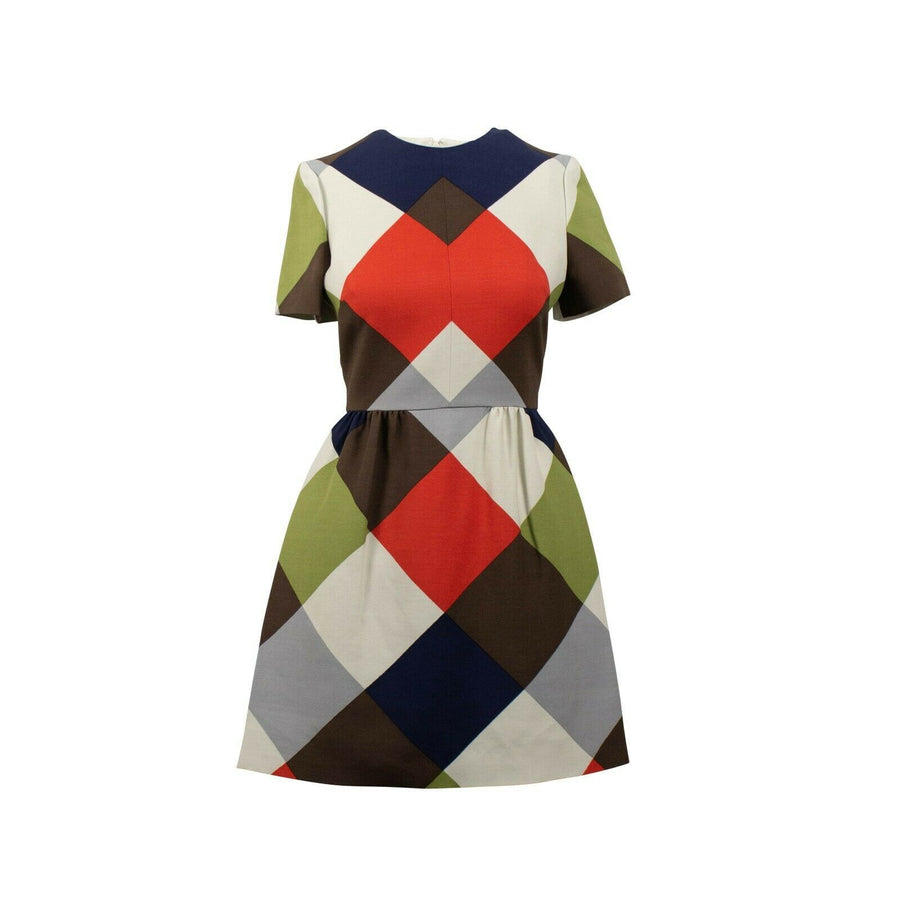 Color Block Short Sleeve Wool Blend Dress - Multi