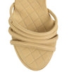 Leather Quilted Wedge Sandals - Beige