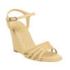 Leather Quilted Wedge Sandals - Beige