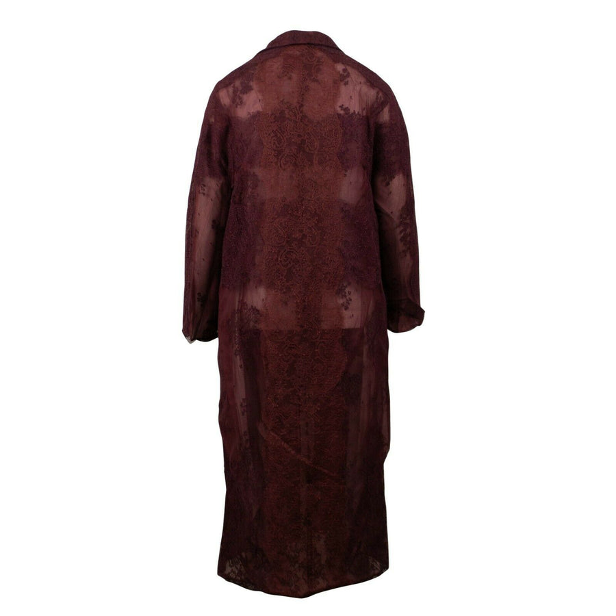 Sheer Lace Long Summer Coat - Burgundy