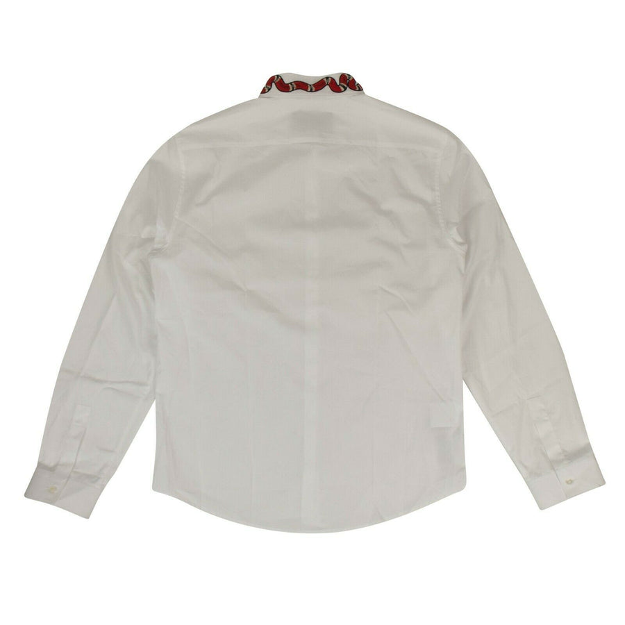 Cotton 'Duke' With Snake Button Down Dress Shirt - White