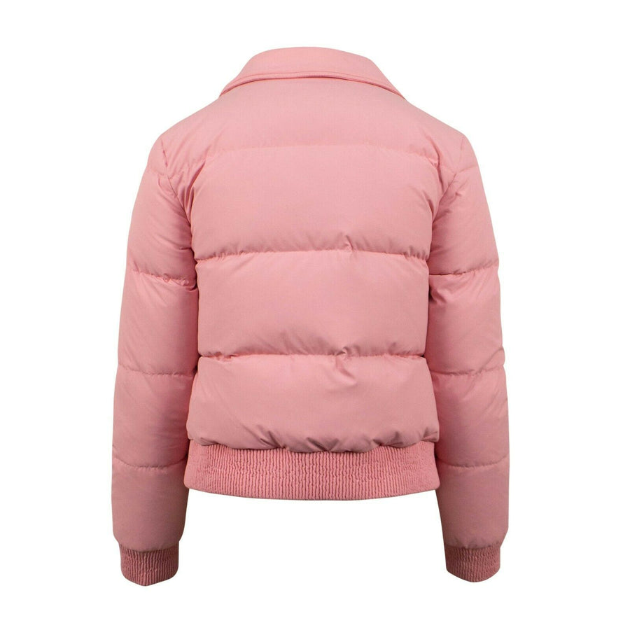 Polyester Gold Detail Short Puffer Coat - Pink