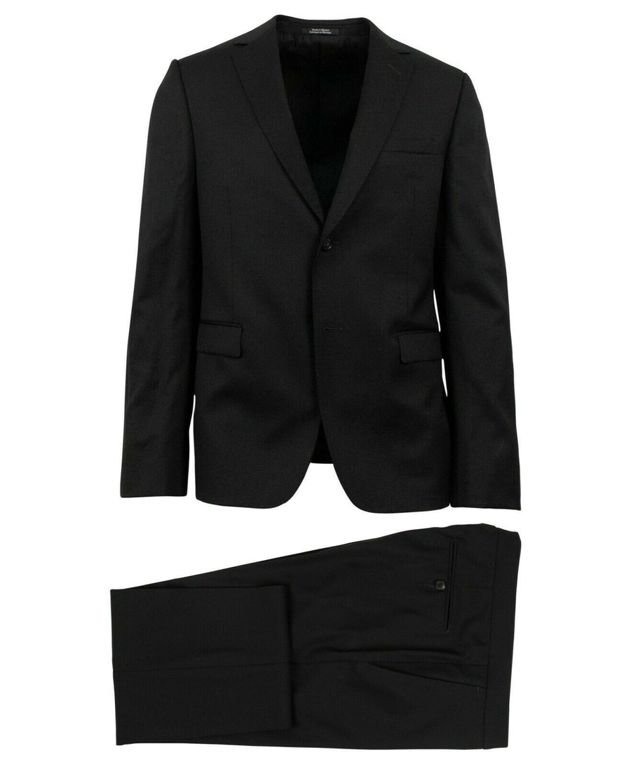 Wool Two Button Suit - Black