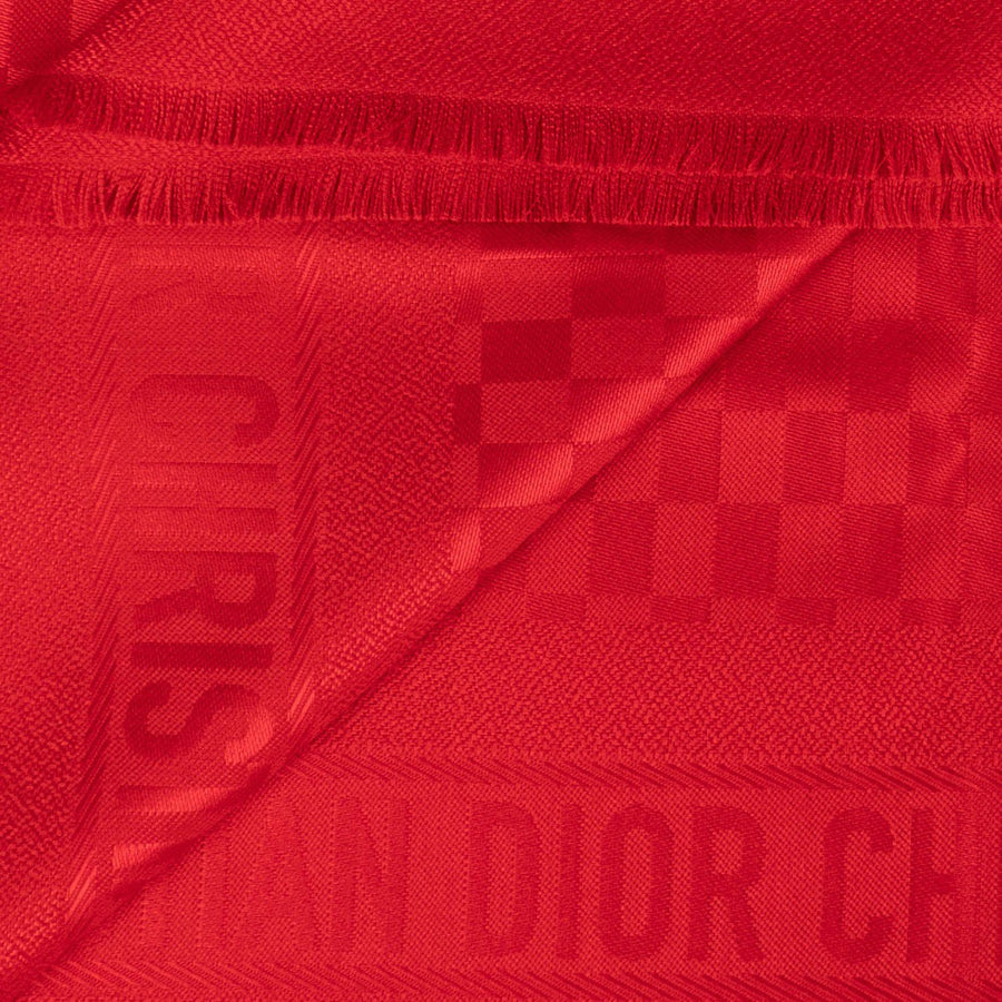 D-Check Silk-Wool Scarf - Red