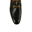 Horsebit With Web Leather Loafers - Black