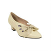 Women's Vintage Leather Bow Pumps - White