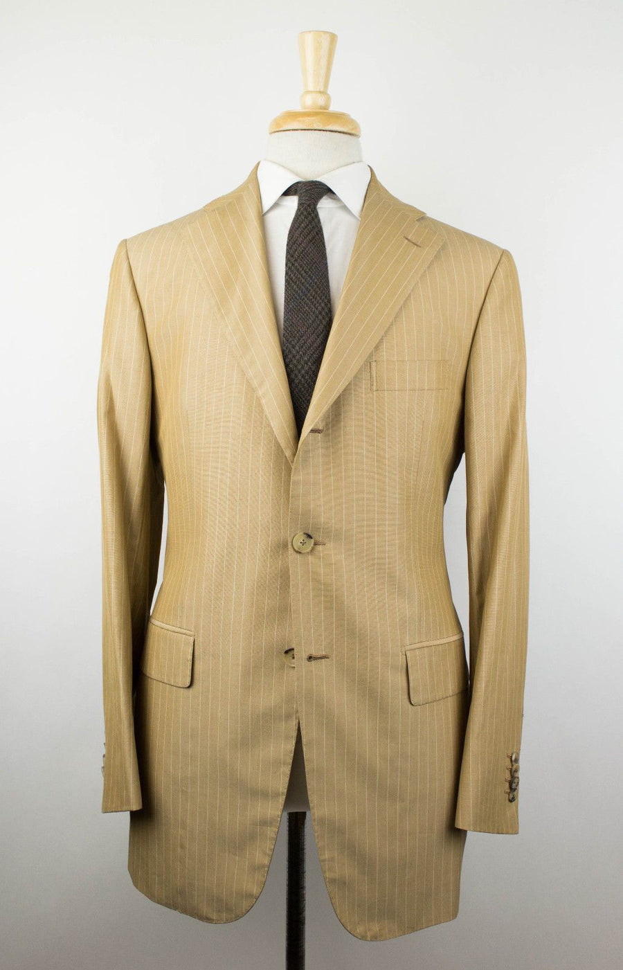 Drop 7 Cotton 3 Roll 2 Button Suit - Brown