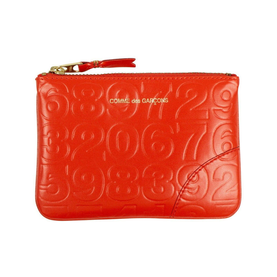 Leather Number Embossed Wallet Pouch - Orange