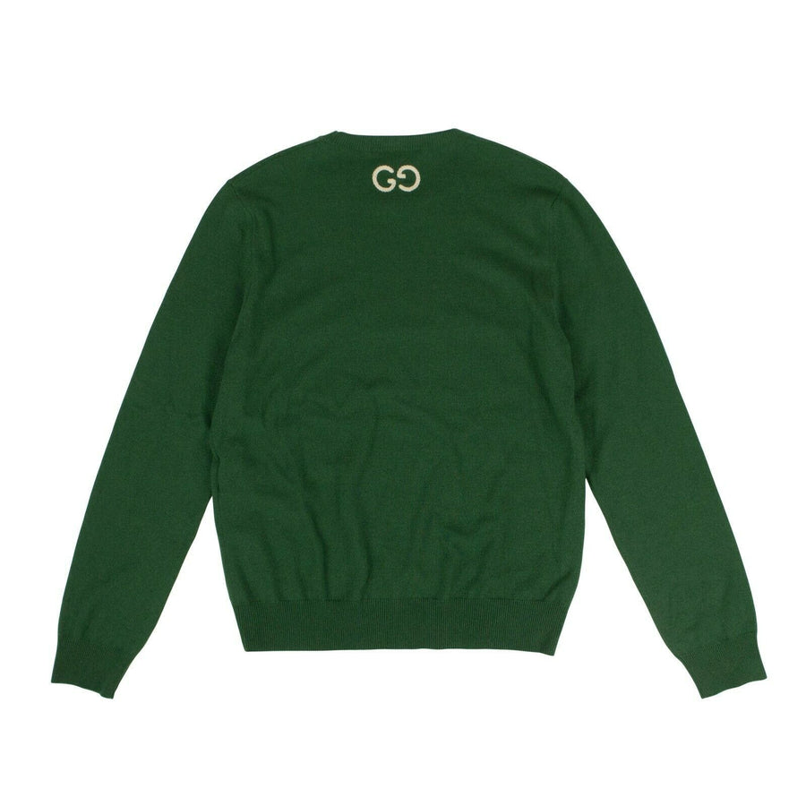 Cashmere Basic Crew Neck Sweater Top - Green