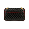 Quilted GG Marmont Chevron Leather Medium Shoulder Bag - -Black / Red