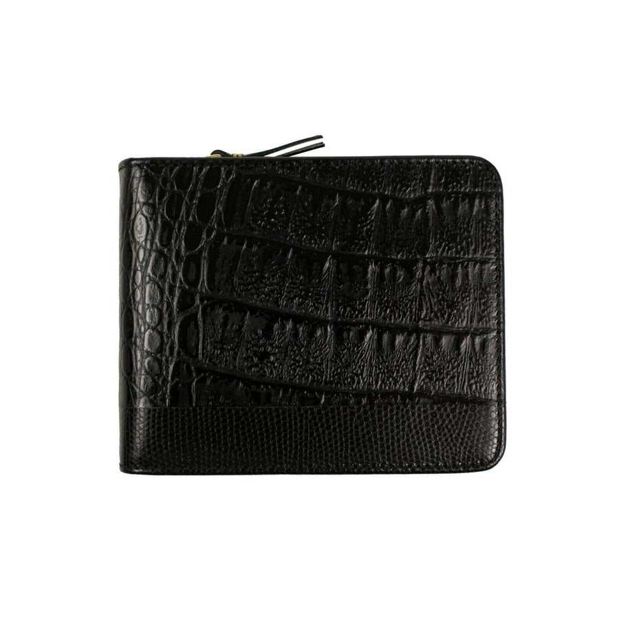 Reptile Leather Patchwork Cardholder Wallet - Black