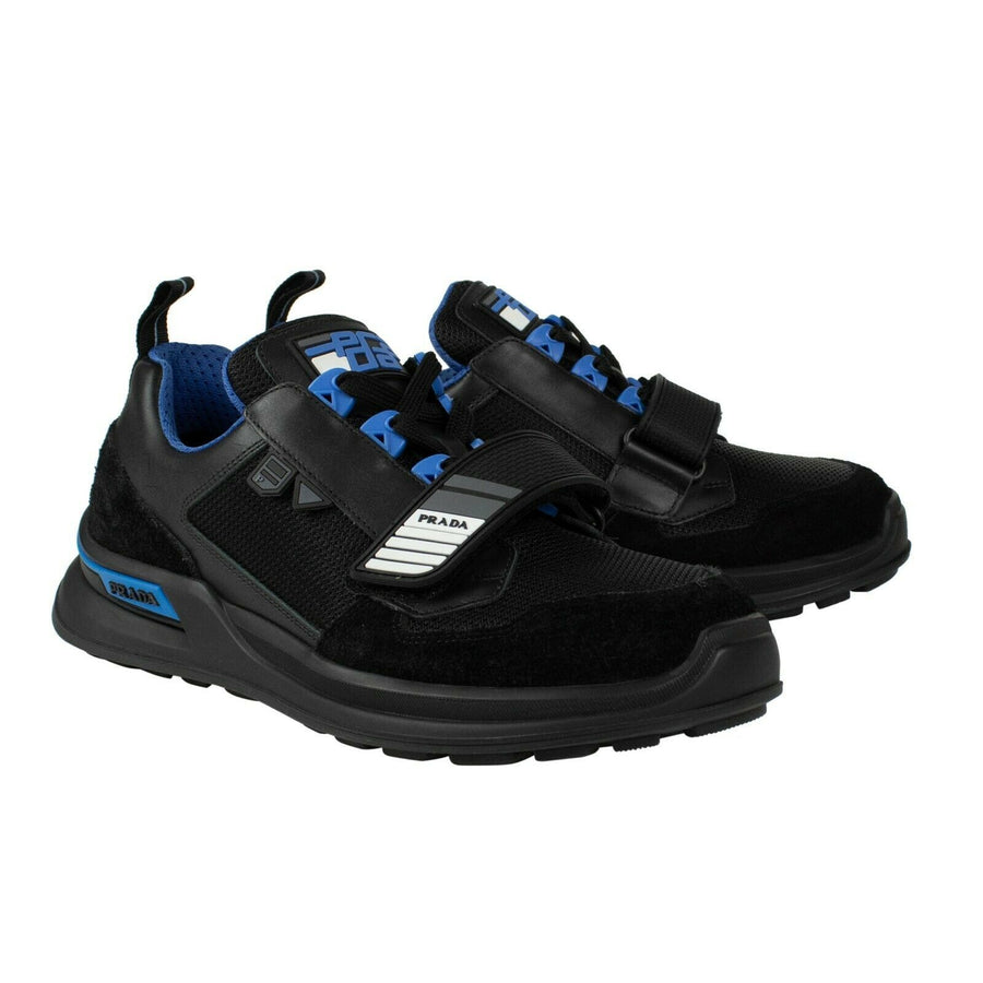 Men's Mechano Leather And Fabric Sneakers - Black / Blue