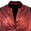 Metallic Silk Baseball Bomber Varsity Jacket - Red