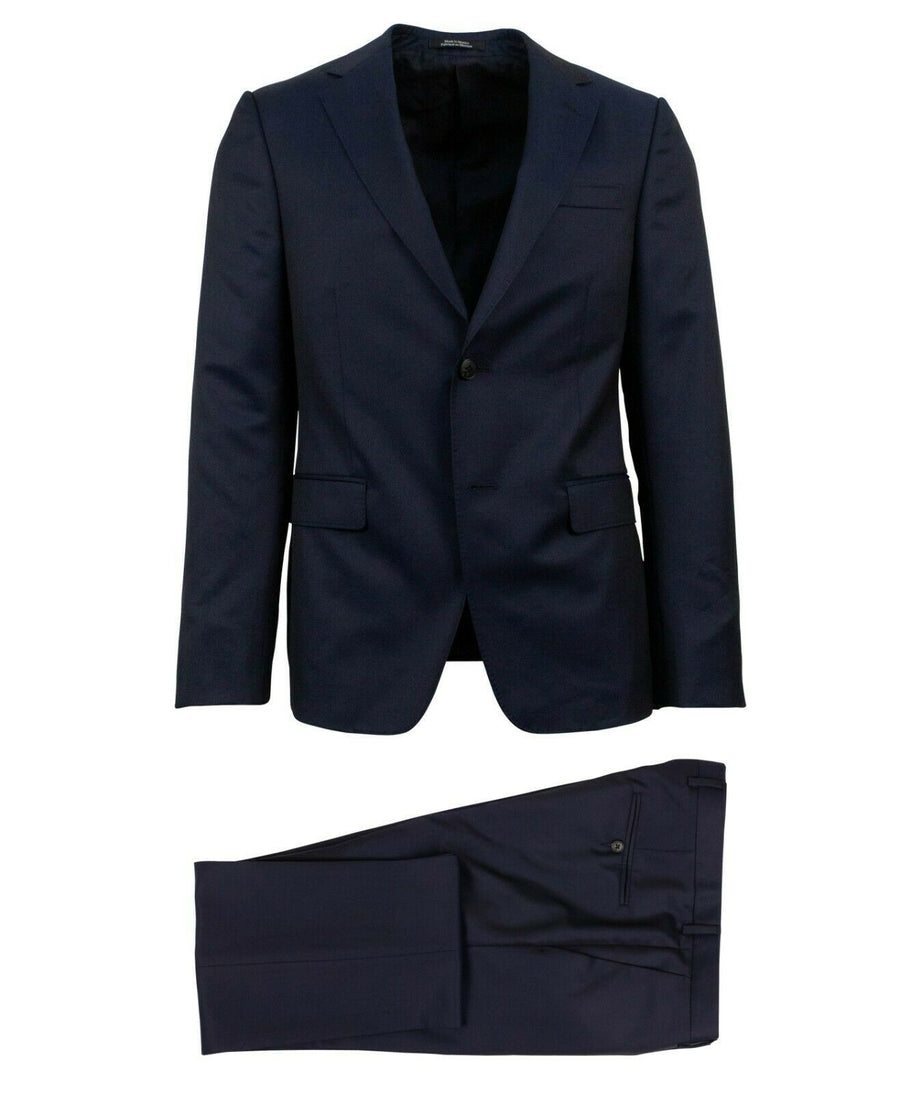 Wool Blend Two Button Suit - Navy Blue