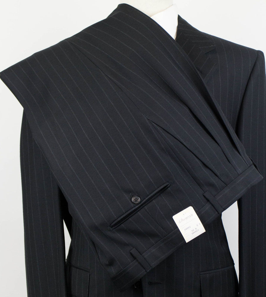 Drop 6 Striped Wool 3 Button Suit - Black