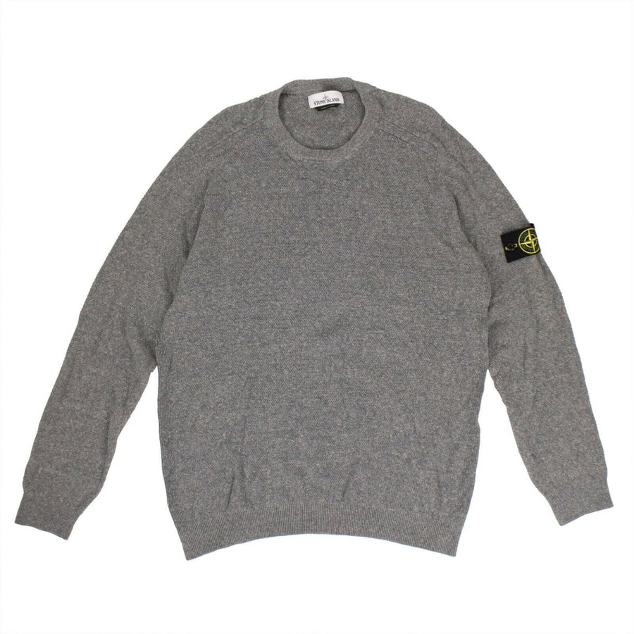 Linen Blend Pull-Over Crew Neck Sweater - Gray