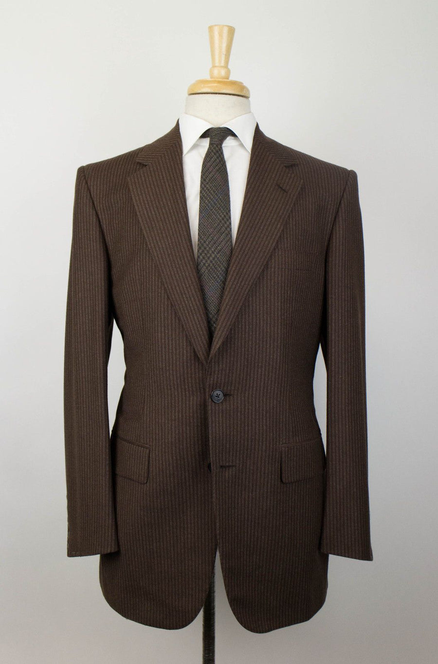 Drop 6 Striped Wool 2 Button Suit - Brown