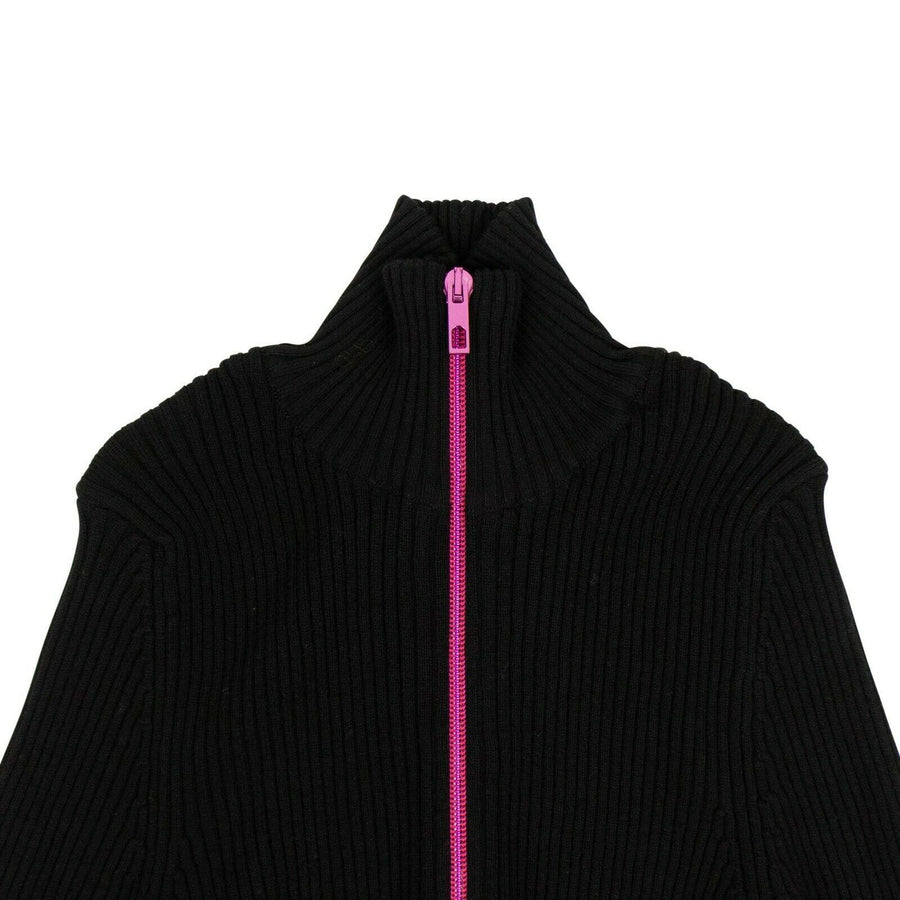 Ribbed Knit 3/4 Sleeve Sweater - Black