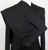 Pin Striped Wool 3 Roll 2 Button Suit - Black