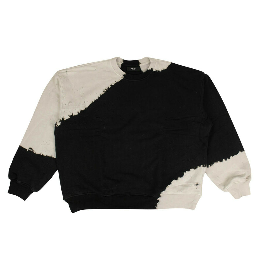 Bleached Oversized Crew-Neck Sweatshirt - Black