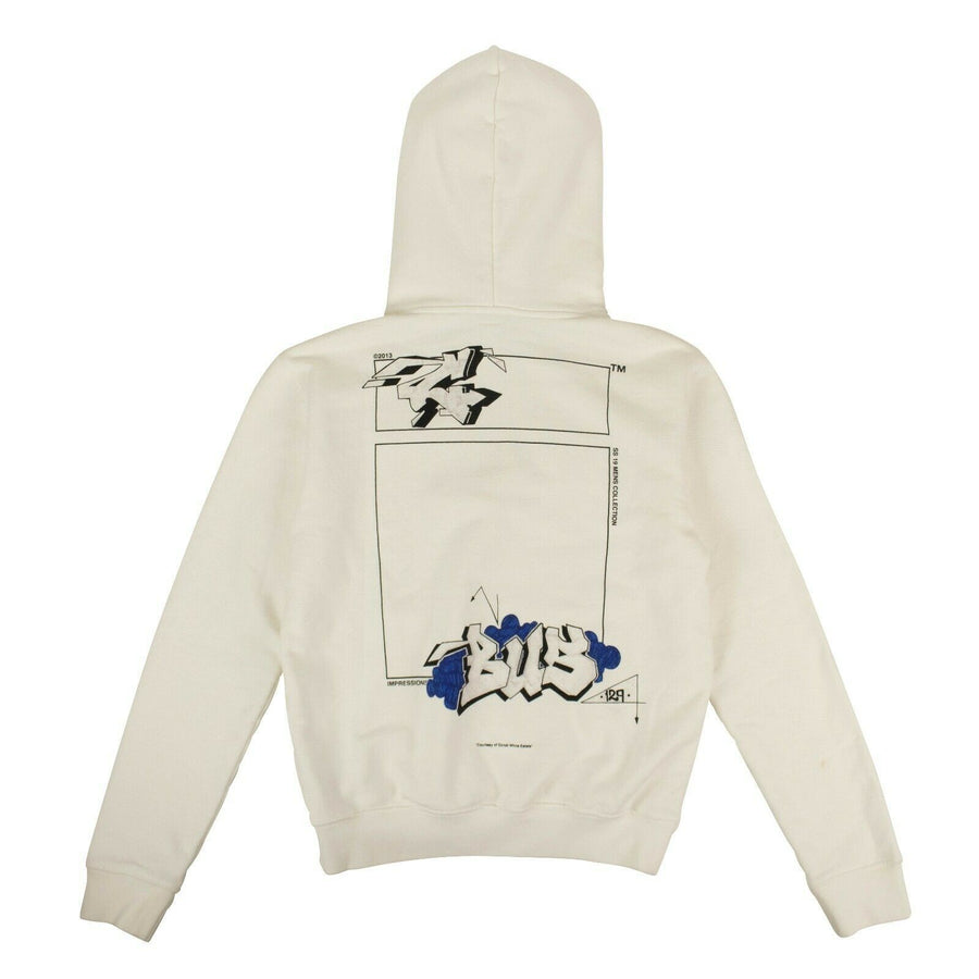 Graffiti Printed Hooded Sweater - White