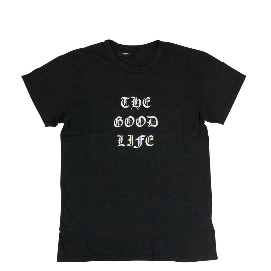 Cotton 'The Good Life' Short Sleeve T-Shirt - Black