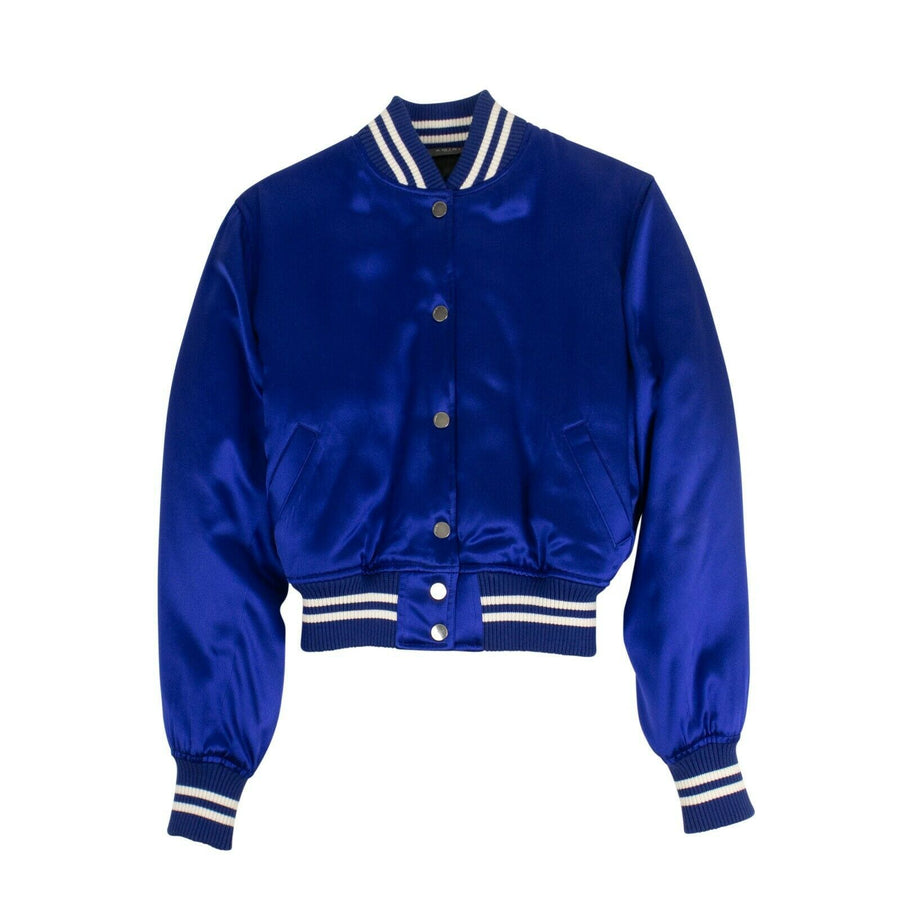 Men's Silk Baseball Bomber Jacket - Blue