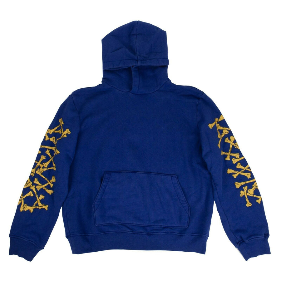 Bones Graphic Print Loose Hoodie Sweatshirt - Blue