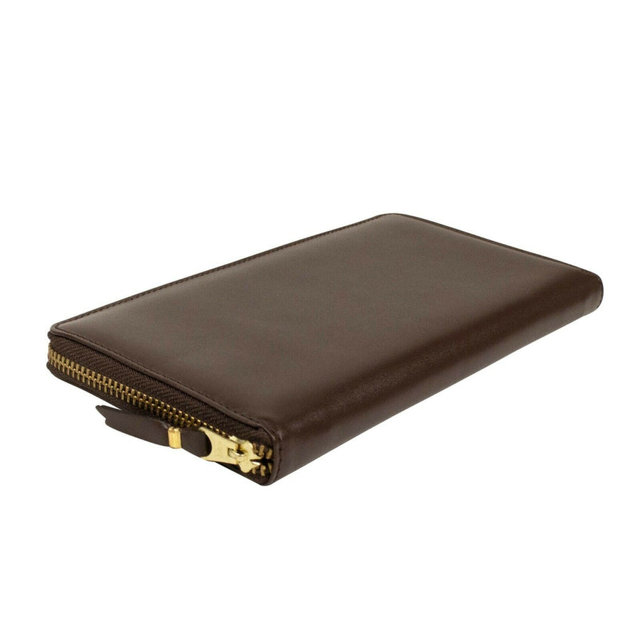 Leather Zip Around Wallet - Brown