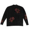 Rose Knit Cashmere Blend Cardigan Sweater - Black/Red