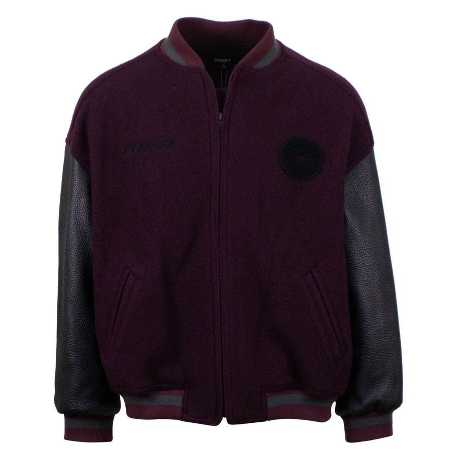 Season 5 'Oxblood Ink' Classic Bomber Varsity Jacket - Burgundy