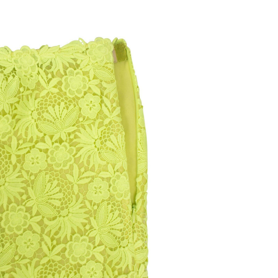 Floral Embroidered Skirt - Neon Yellow