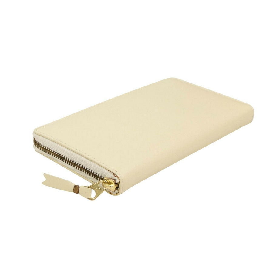 Leather Zip Around Wallet - Ivory