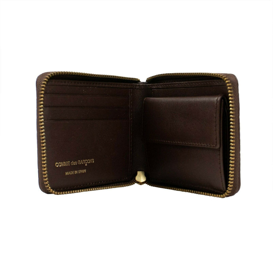 Leather Number Embossed Small Wallet - Brown