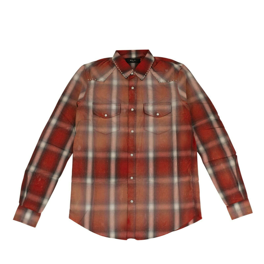 Western Plaid Button Down Shirt - Orange