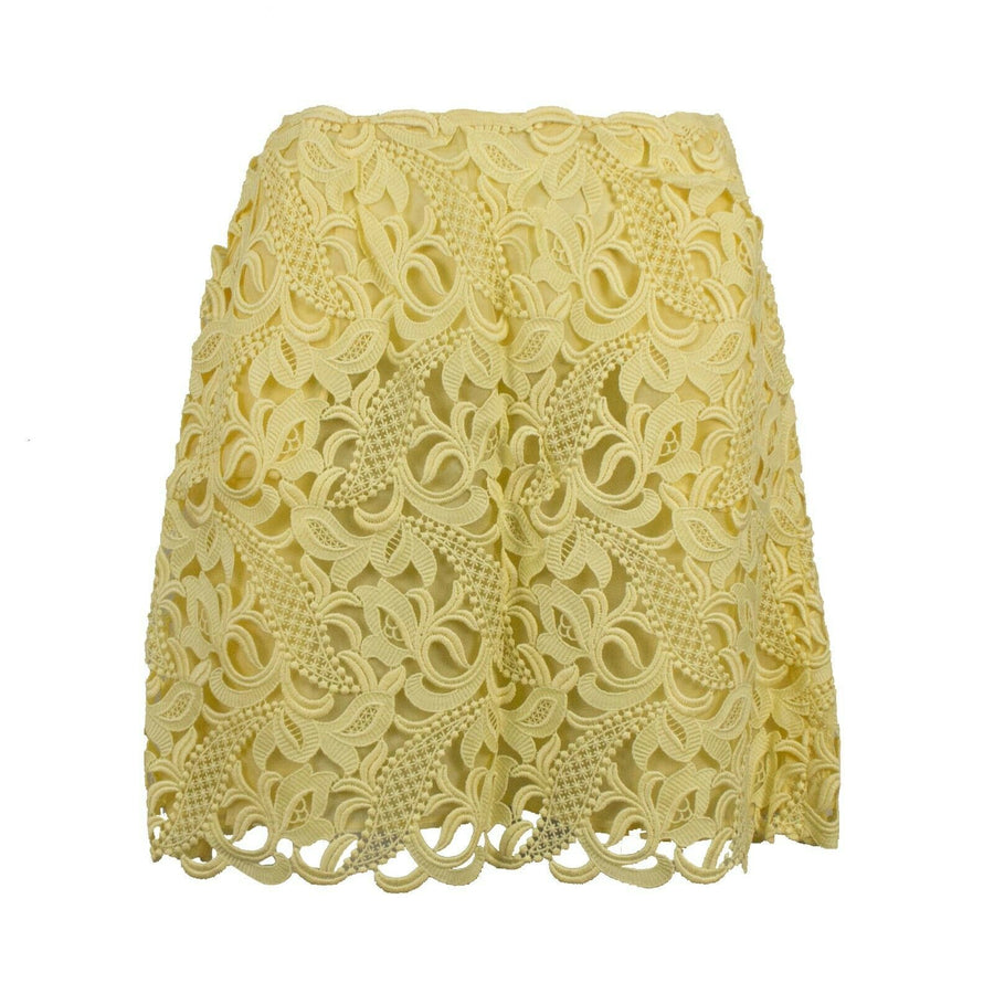 Silk Floral Embroidered Mini Skirt - Yellow