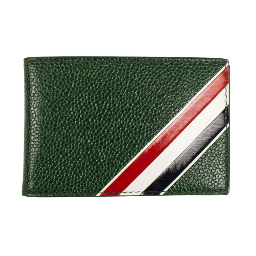 Leather Diagonal Bi-Fold City Wallet - Green