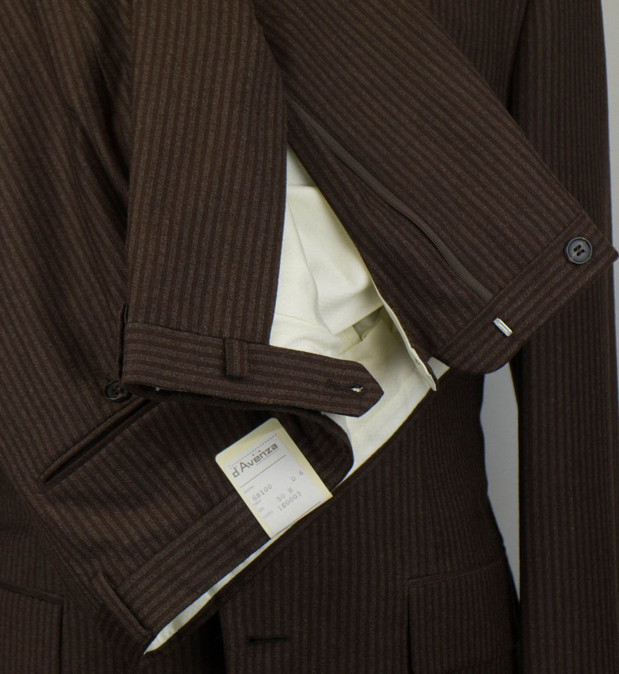 Drop 6 Striped Wool 2 Button Suit - Brown