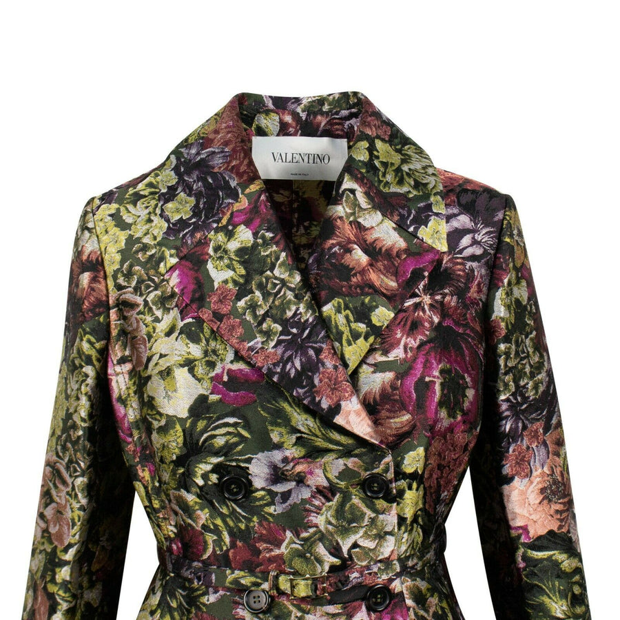 Floral Print Silk Blend Long Jacket - Multi