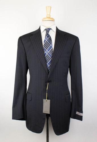 Drop 7 Striped Wool Slim/Trim Fit 2 Button Suit - Gray