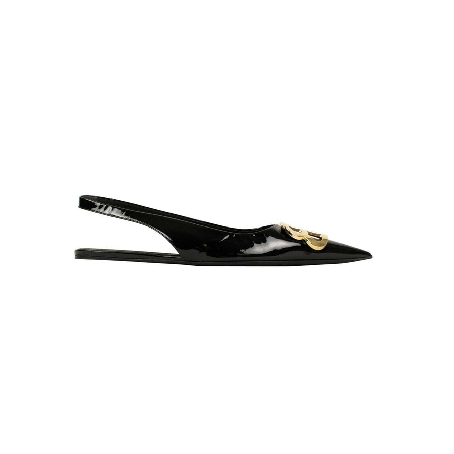 BB Patent Slingback Ballerina Flats - Black