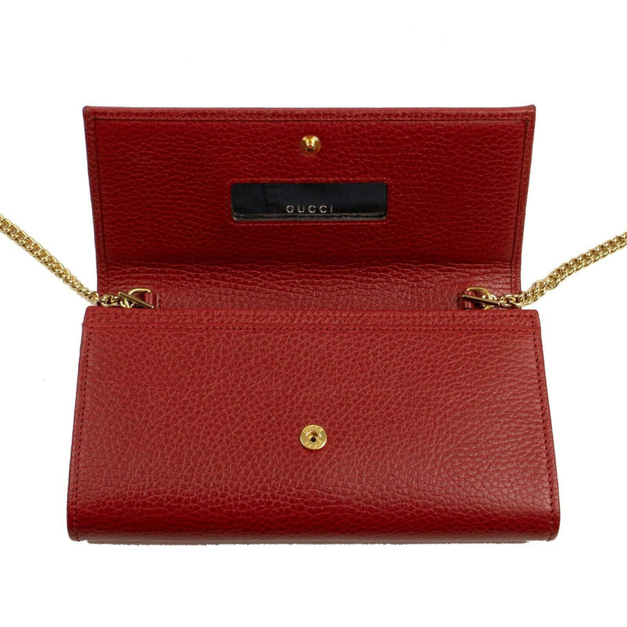 GG Marmont Leather Mini Chain Shoulder Bag - Red