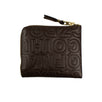 Leather Letter Embossed Slim Wallet - Brown